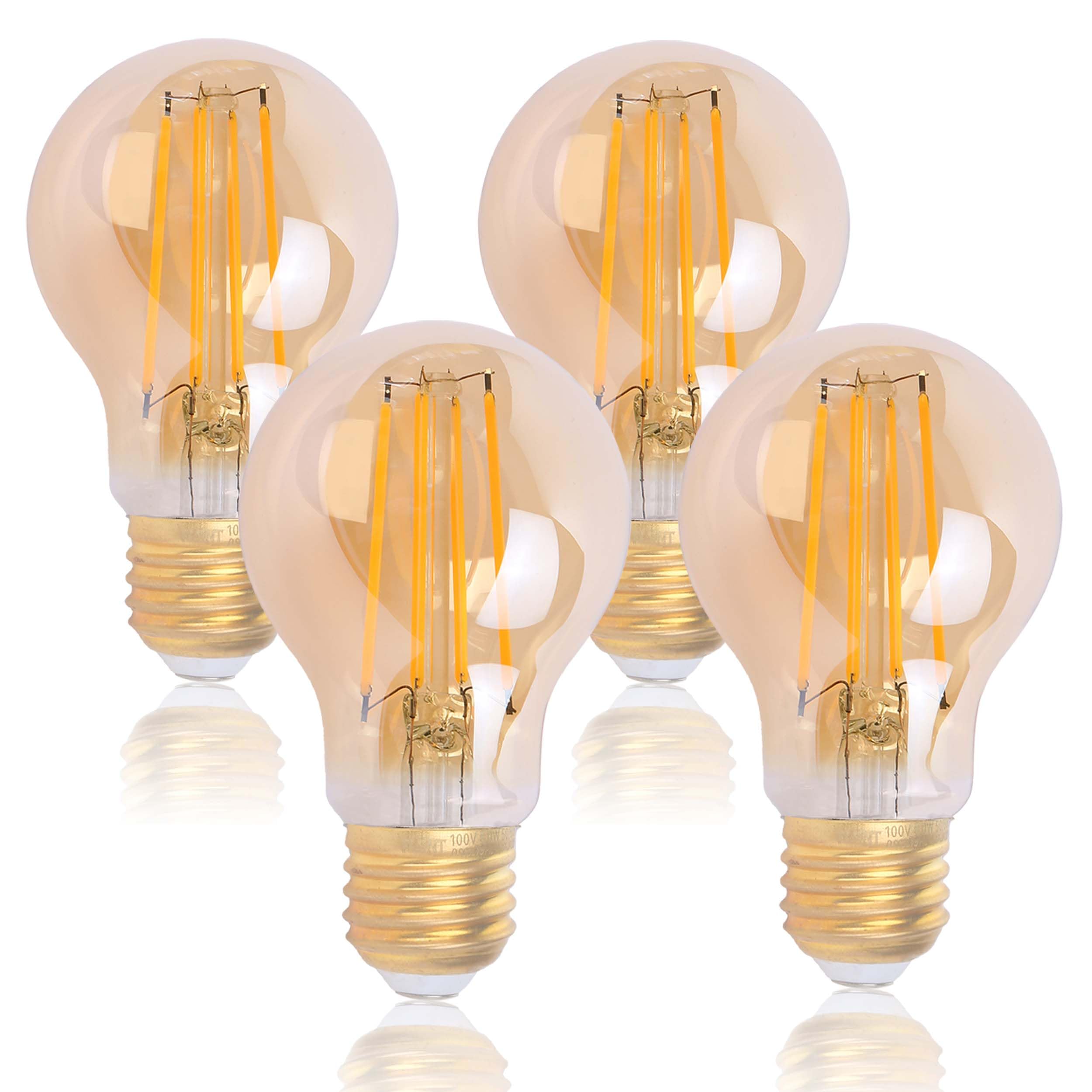 

FLSNT LED Edison Filament Bulbs, E26 Base, 60W Equivalent, 700lm, 2700K Warm White, Chandelier Bulb, Retro Edison Lamp, Amber Glass, Stylish,