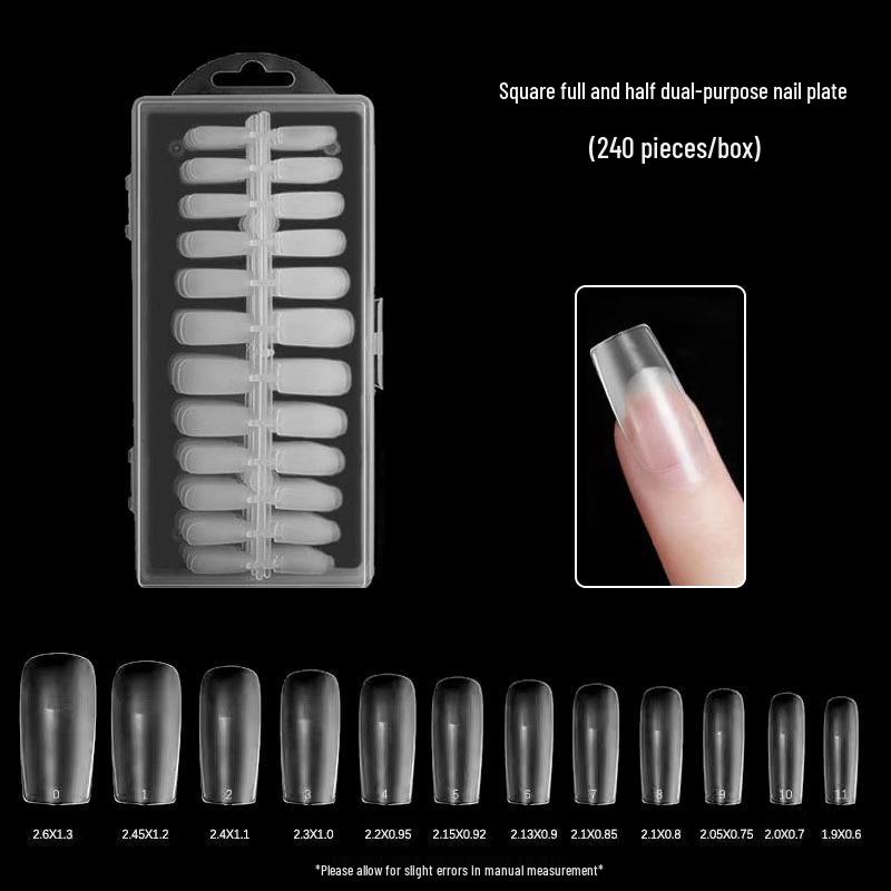 

240-Piece Seamless Almond Drop Nail Art Set: Thin, Half-Matte, No Grinding Needed, Dual-Purpose Full & Half Extensions