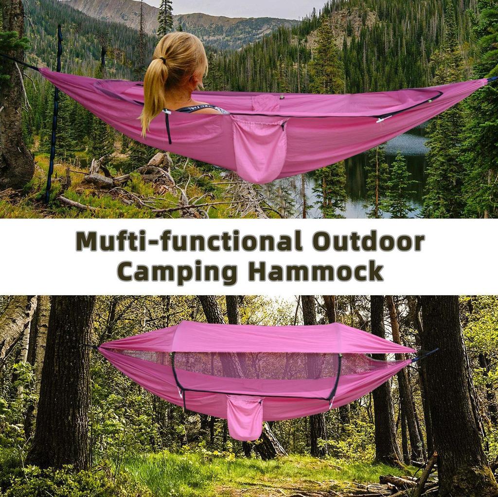 Backpacking Hammock Nylon Double Camping Hammock Foldable Backpacking Accessories For Hiking Family Fall Backyard Yard Indoor
