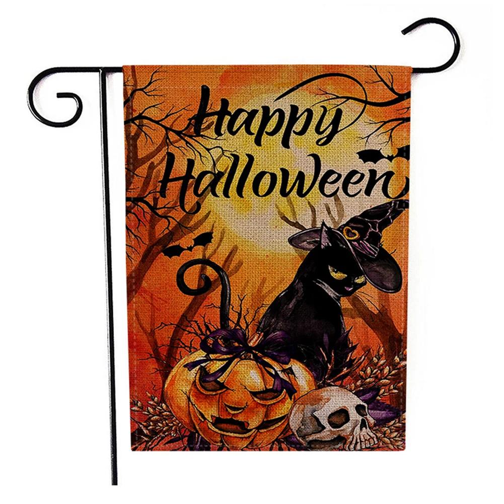 Halloween Garden Flag Double Sided Cute Ghost Pumpkin Decor Autumn Vertical Banner Burlap for Outdoor Garden Decoration 30x45cm