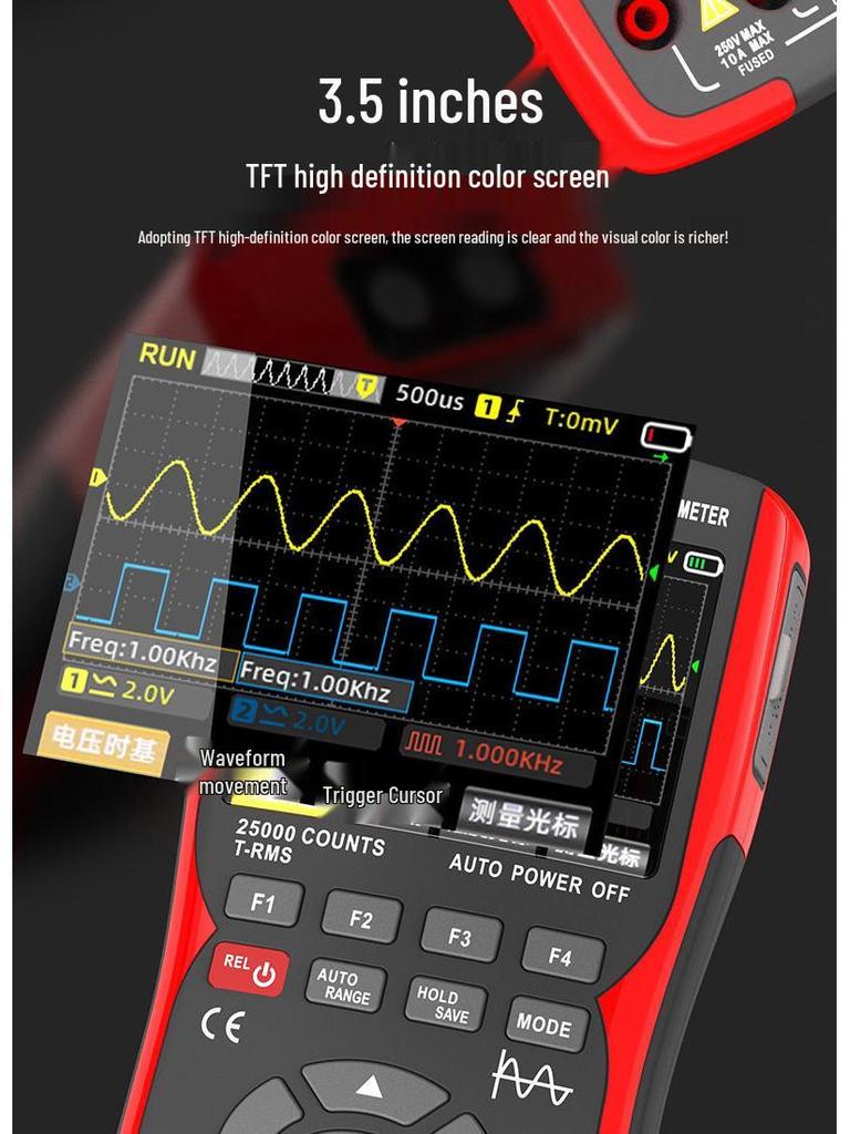 ZOYI ZT-703S 3-in-1 Dual-Channel Oscilloscope & High-Precision Multifunction Multimeter with Signal Generator.