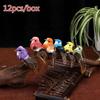 12 Pcs/box Handmade Simulation Pearl Hair Bird Creative Feather Bird With Claw Iron Wire Garden Decoration