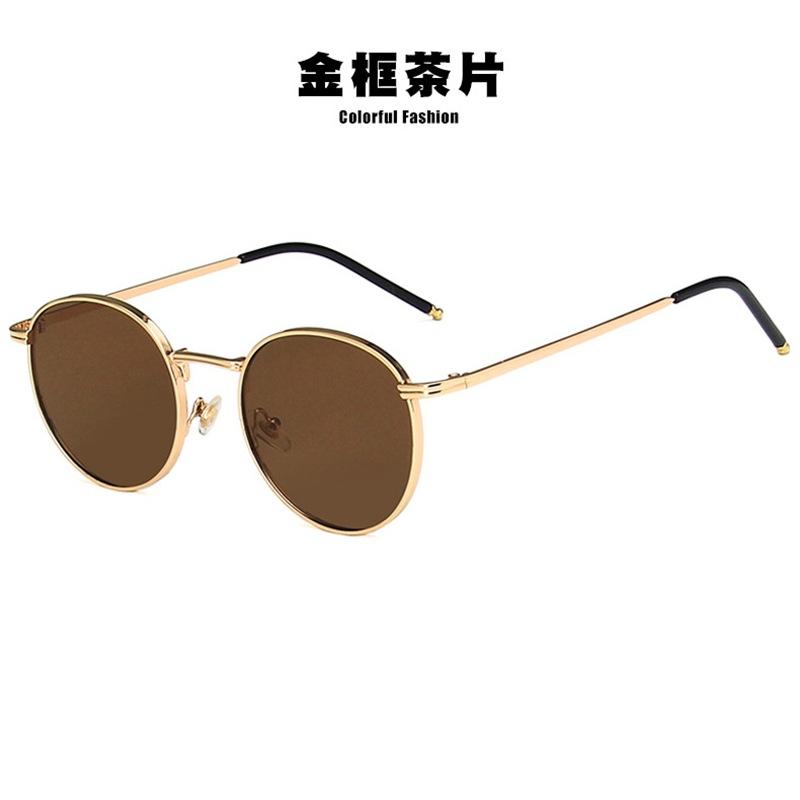 Korean-style retro Hong Kong-style small round-frame sunglasses for women, beach glasses, influencer-approved hip-hop sunglasses, trendy glasses for