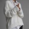 Elegante Maglione a Maniche Lunghe da Donna Stile Coreano Cardigan Casual Monopetto Top Lavorati a Maglia Ampi