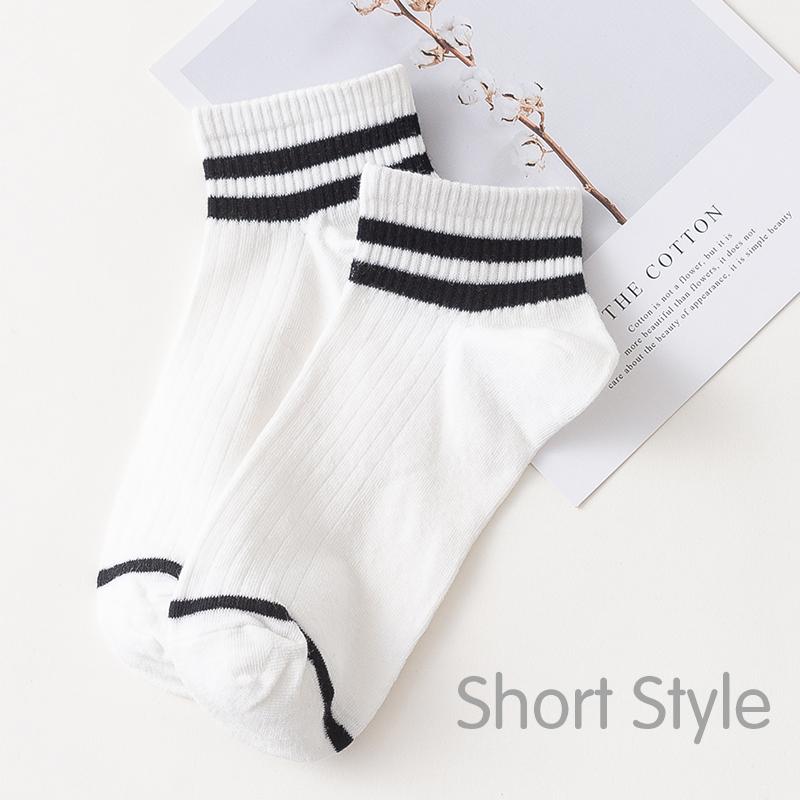 Funny Cute Cotton Loose Striped Crew Socks Women Fashion Colorful Harajuku Designer Vintage Long Socks School Girls Socks Black