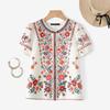 ZANZEA Blusa Casual da Donna con Stampa Floreale, Girocollo, Maniche Corte