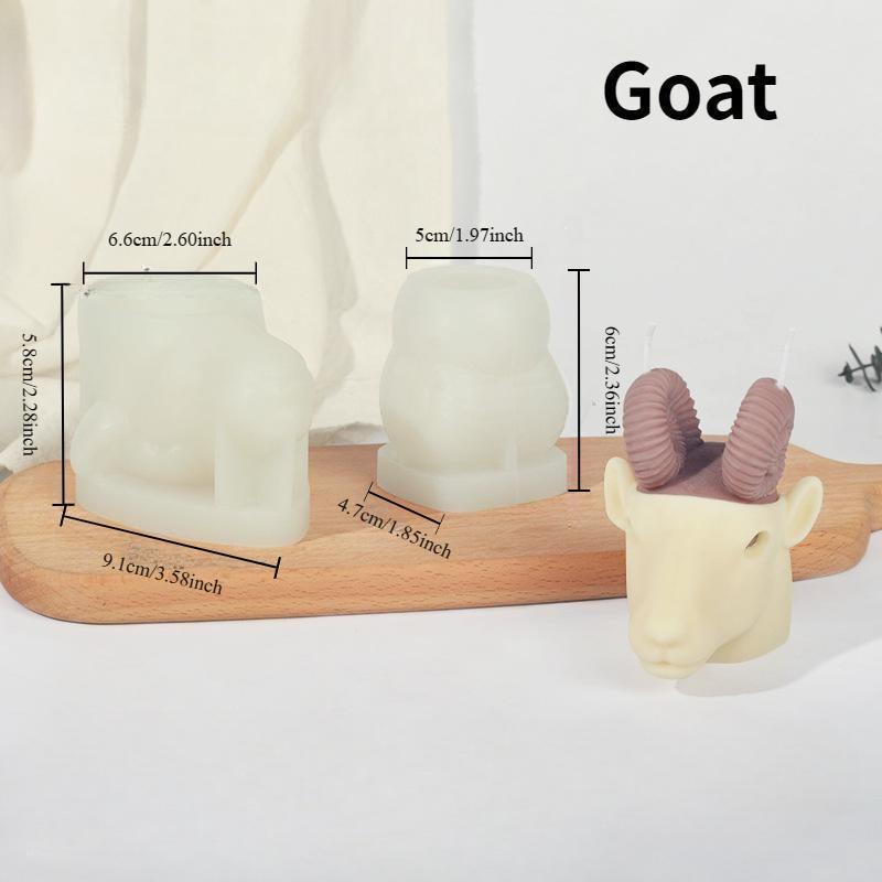2PCS/SET Zodiac Incense Candle Silicone Mold DIY Rabbit Animal Combination Set Plaster Decoration Mold