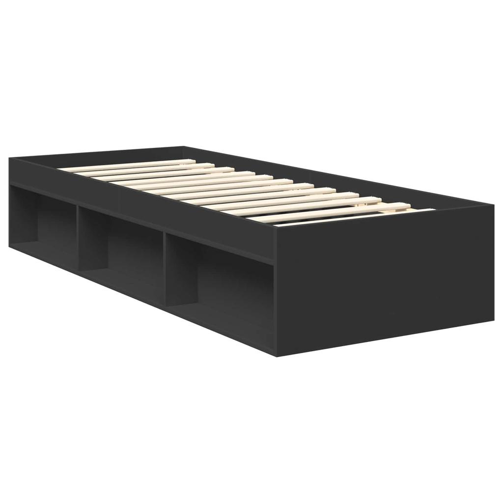 Bed Frame Black 75 X 190 Cm Solid Pine Wood