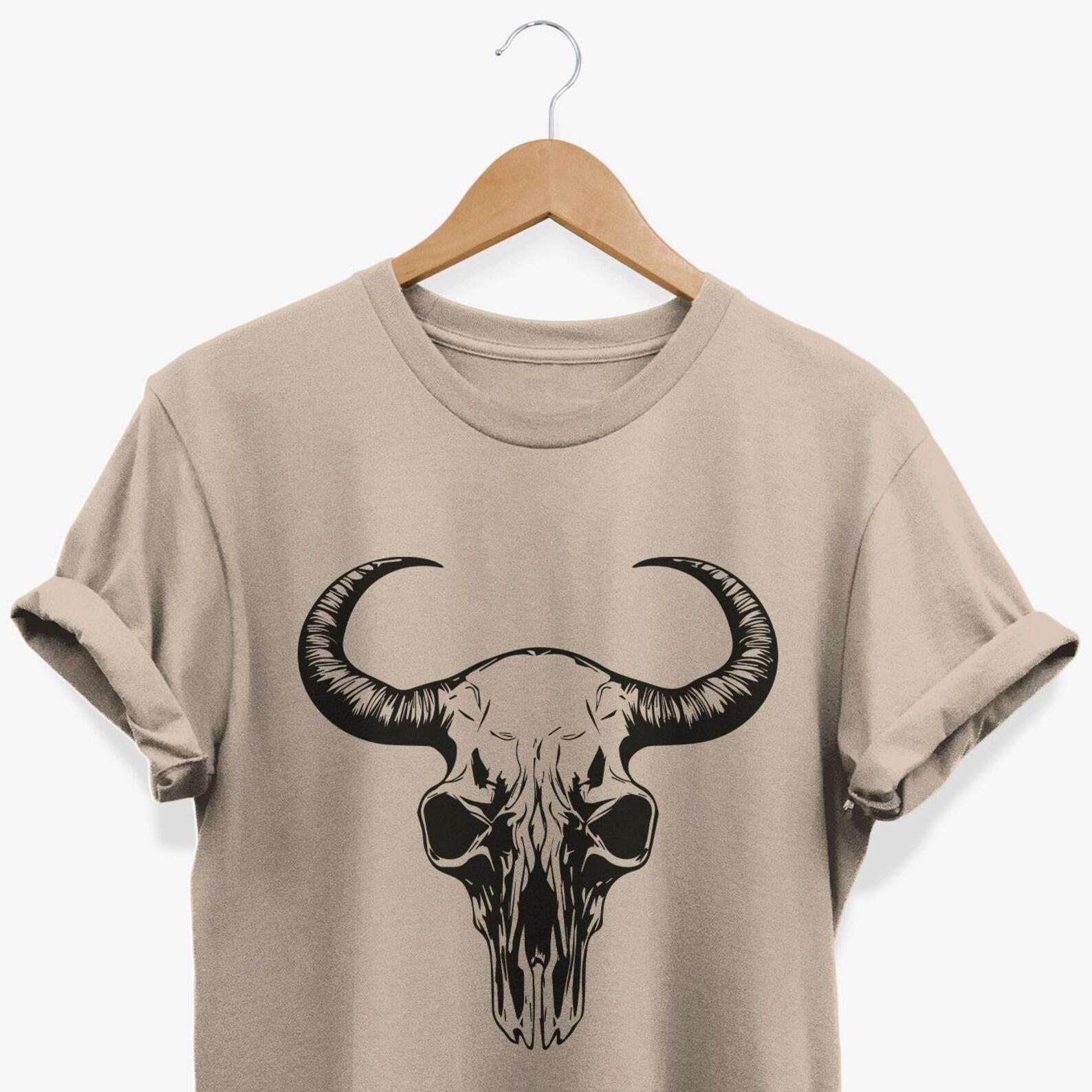 Gothic Western Bull Skull T-Shirt: Wild West Rodeo Graphic Tee XL