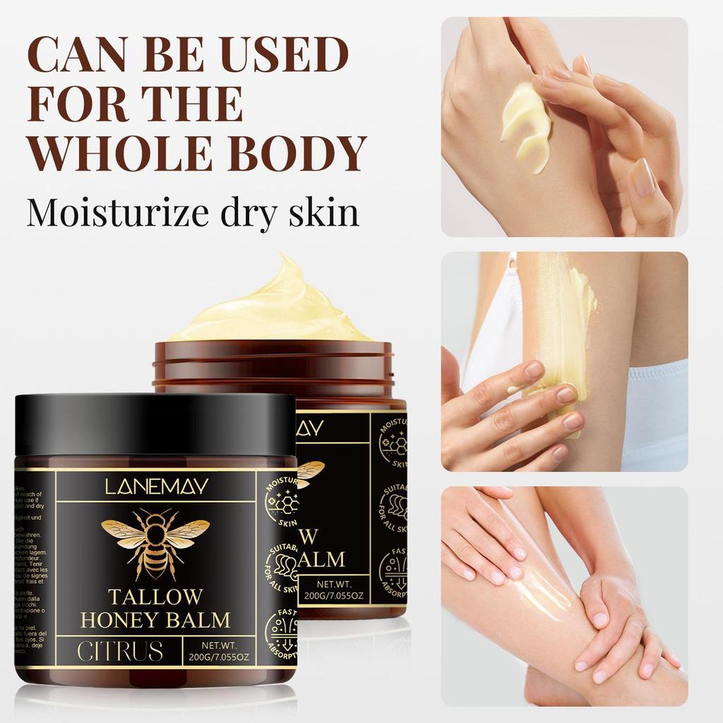 Tallow Balm-With Honey & Tallow-Deep Moisturizing the Dry Skin and Fast Absorption-Suitable for all Skin Types