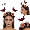 Floral Hair Bands for Party Halloween Flower Skeleton Bat Headband, Gothic Skull Bands, Spooky Accessories Girls Accessory, Lightweight No Slip