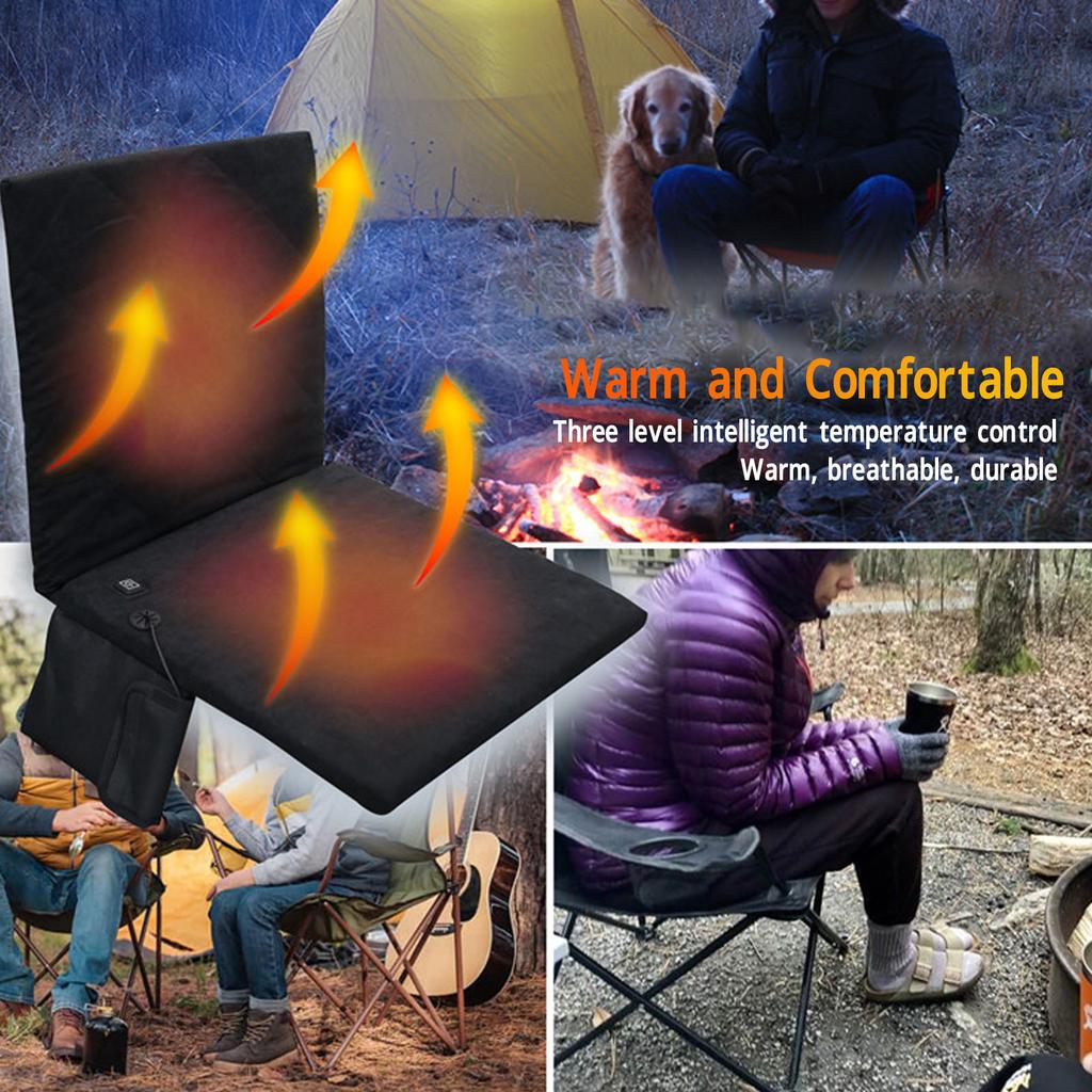 Heated Seat Cushion 3 Level Heating Foldable Comfortable Seat Cushion Pad for Fishing Outdoor