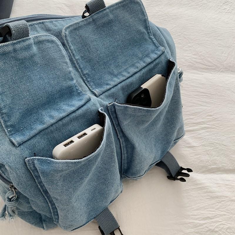 Damen Vintage Pendlertasche Große Kapazität Denim Umhängetasche