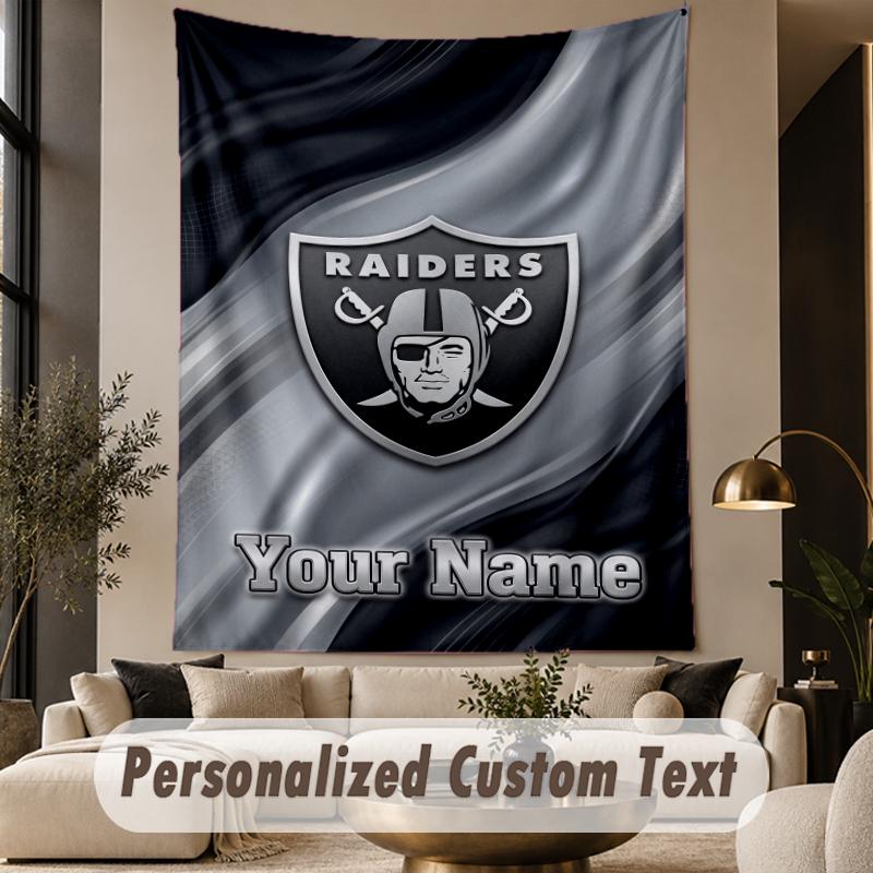 Custom Text Tapestry Las Vegas Raiders Print Wall Tapestry Indoor Living Room Wall Decor