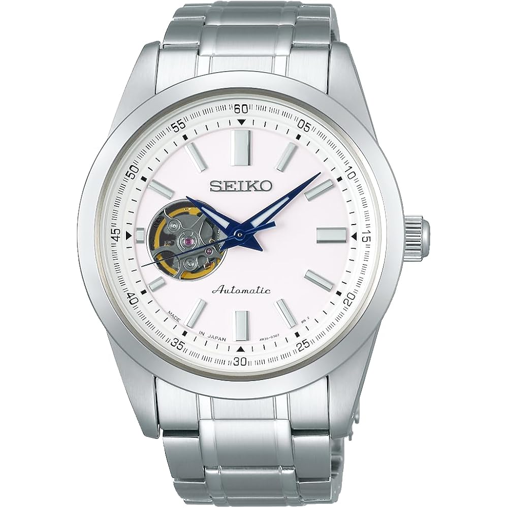 Мужские автоматические механические часы Seiko Selection (с ручным заводом), Модель  Открытое сердце , Белый, SCVE049