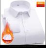 Men's Formal White Velvet-Lined Non-Iron Long Sleeve Shirt with Pocket