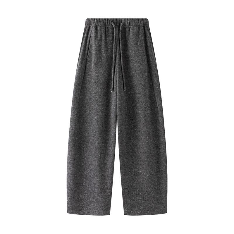 

2026 Women s High-Waist Loose Wool Sweatpants - Early Spring, Easy Feel, Drawstring Casual Pants 28/L черный серый