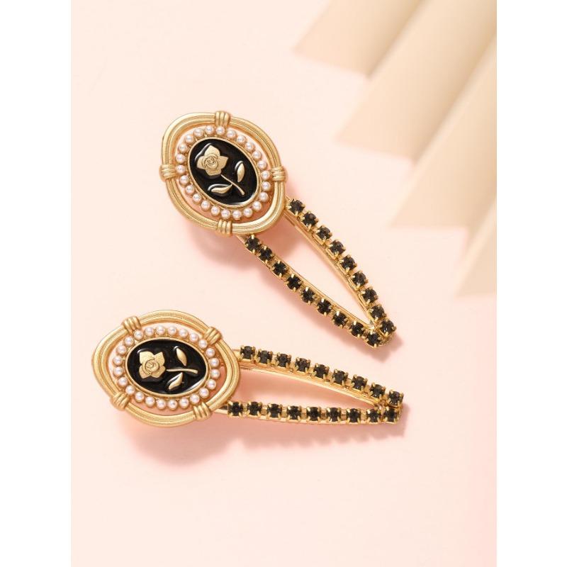 2pcs Rhinestone Decor Hair Clip Elegant Valentine's Day Valentines Claw Clips Hair Claws Hair Barrettes