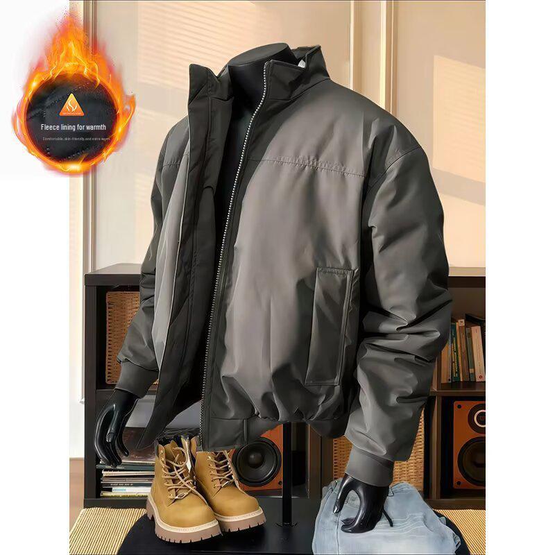 

High-End Men s Cotton Motorcycle Jacket for Autumn/Winter: Warm, Fashionable, and Handsome Flight Outerwear. XL