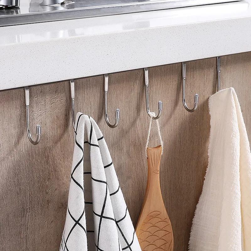 Stainless Steel Free Punching Cabinet Door Without Trace Hook S-type Door Hanger Hanger Door Back Coat Hook Small Hook