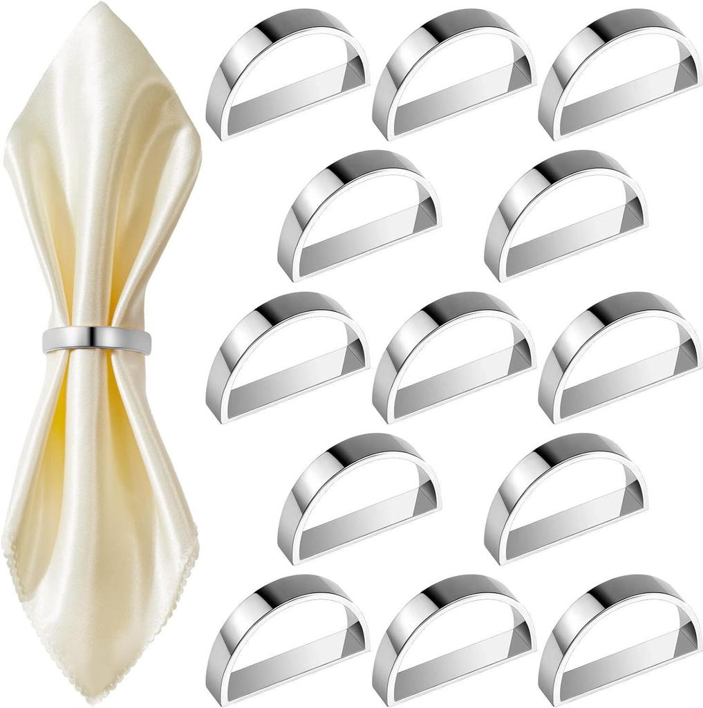 Polished Gold Zinc Alloy D-Shaped Napkin Ring