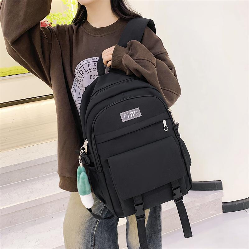 Three-Piece Backpack Set Student Schoolbag Girls Solid Colorlarge Capacity Backpack with Shoulder Bag Pen Bag