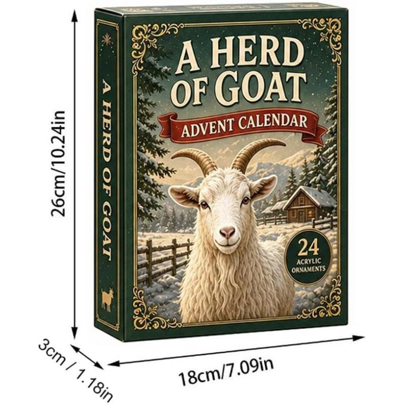 2D Arcylic Goat Advent Calendars 2026, Christmas Animal Advent Calendar Collection,24 Days Countdown Christmas Tree Ornament