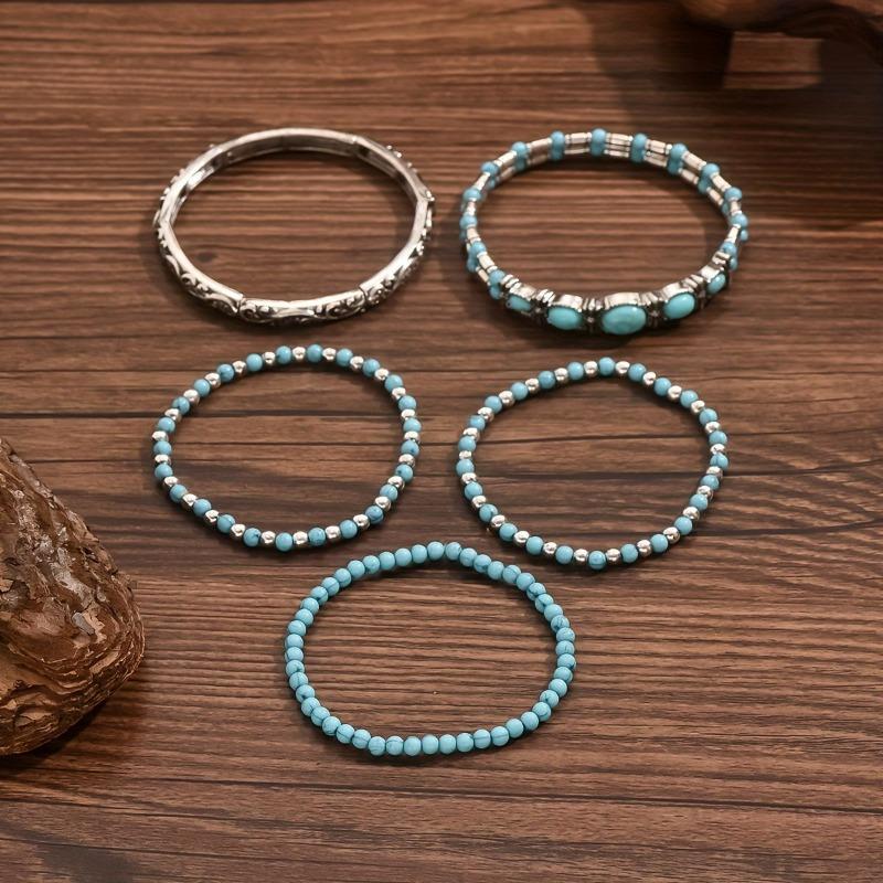 Retro Temperament Niche Personality Versatile Bohemian Style Geometric Round Beaded Bracelet Women