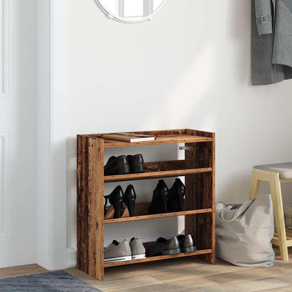 Shoe Rack Vintage Wood Look 60 x 25 x 62 cm Engineered Wood