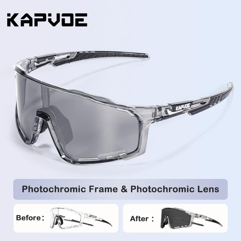 Kapvoe Color Photochromic Cycling Glasses MTB Sunglasses for Men Women Sport Speed Mountain Bike Bicycle Cycl Eyewear Goggle