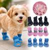 4 Paires Chaussures pour Chien à Semelle Souple Filet Protection Patte Chien Mignon Protège-Pattes Animal de Compagnie Été