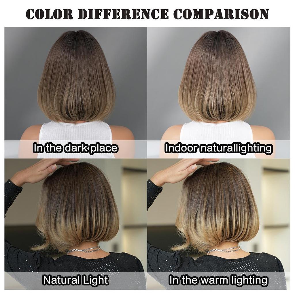 13x1 T-Part Lace Bob Perücke - Rooted Shadow Blonde Kurze Locken, Hitzebeständiges Kunsthaar mit natürlichem Look