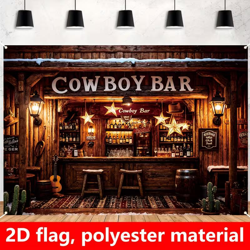 2D Cowboy Bar Photography Backdrop Western Saloon Bar Scene Party Background 47.2x31.5inch/120*80cm
