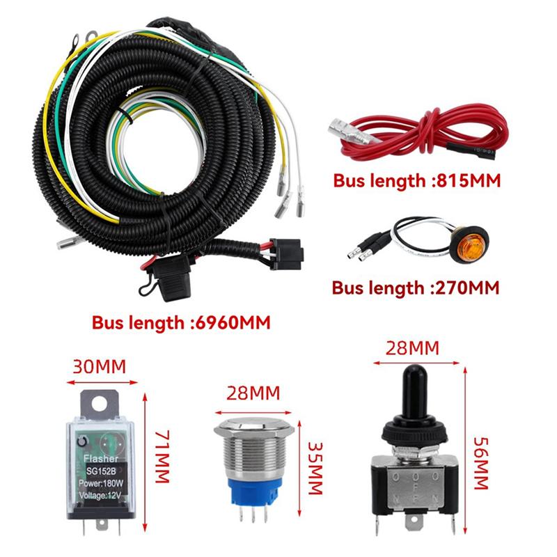 A16P-Universal Turn Signal Kit With Amber LED Blinker Wide For Polaris, Can-Am, Kawasaki, Pioneer, Golf Cart, Arctic Cat