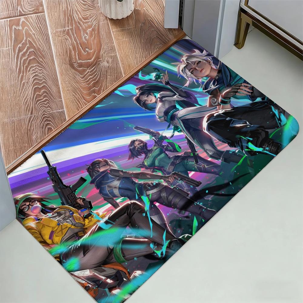 Game V-ValorantS Cool Floor Mat Cozy Flannel Soft Thick Non-Slip Mat For Living Room Bedroom Kitchen Decor Rugs