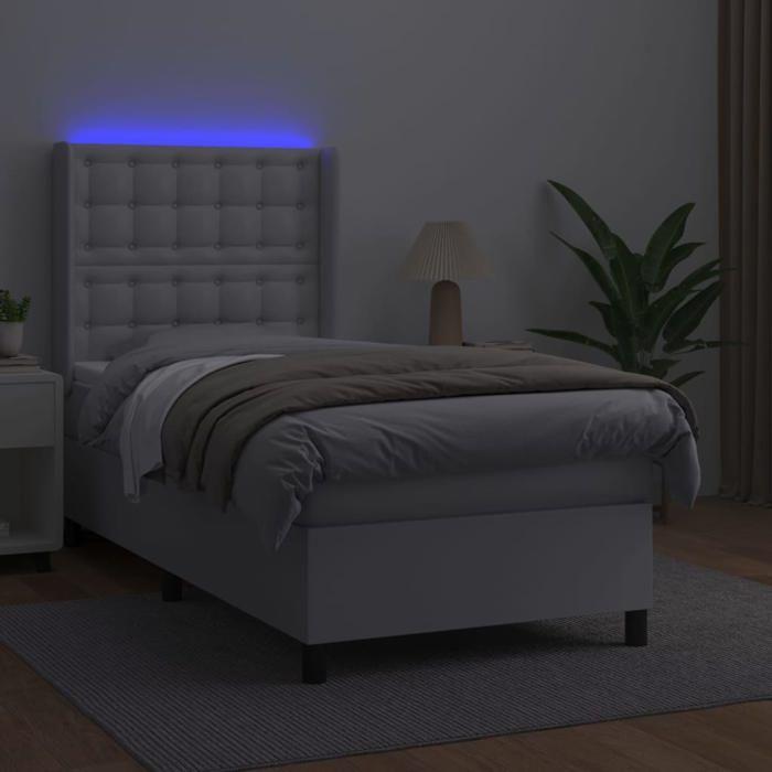 VidaXL Slatted Bed Base with Mattress and LED, Upholstered Bed, Single Bed, Adult Bed for Interior Bedroom, 3139350