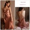 Good Morning with You: Suspenders Ice Silk Nightdress Long Side Slit Pure Desire Sexy Pajamas Long Dress Women Can Wear When Going out