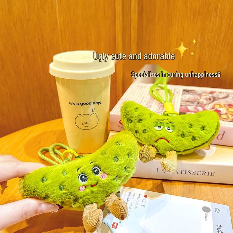 Creative Cucumber Plush Keychain - Cute Gift for Kids' Backpacks