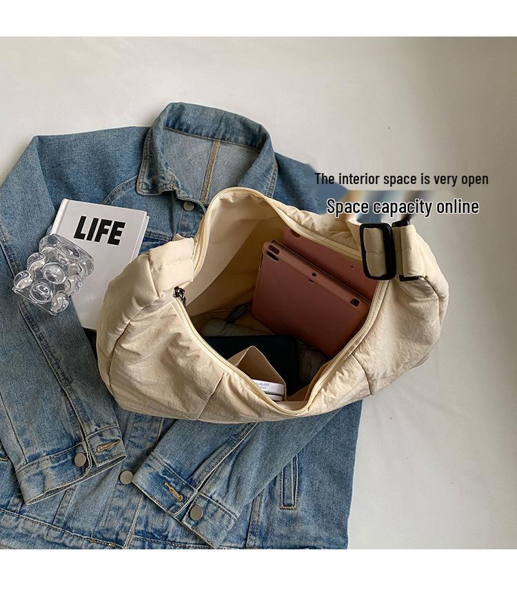 2026 Early Spring Women's Large Capacity Dumpling Crossbody Bag - Simple Down Cotton Jacket Style, Korean Casual Shoulder Bag