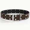 Womens Punk Style Hollow Out Double Row Dot Decorative Belt With Pin Buckle PU Leather Waistband Casual Fashion