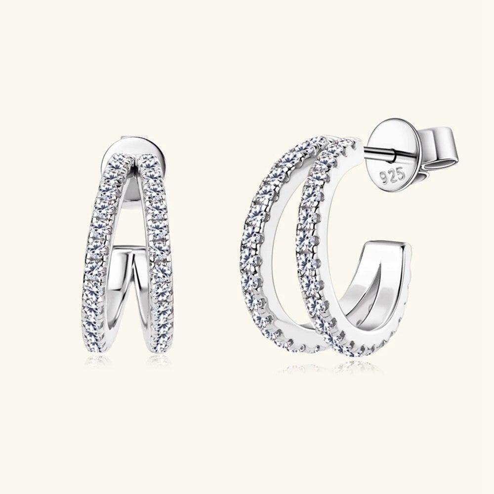D-Farbe 18 Karat vergoldet 925 Sterling Silber VVS1 3EX D echte Moissanite Diamanten funkelnde Creolen für Frauen edlen Schmuck