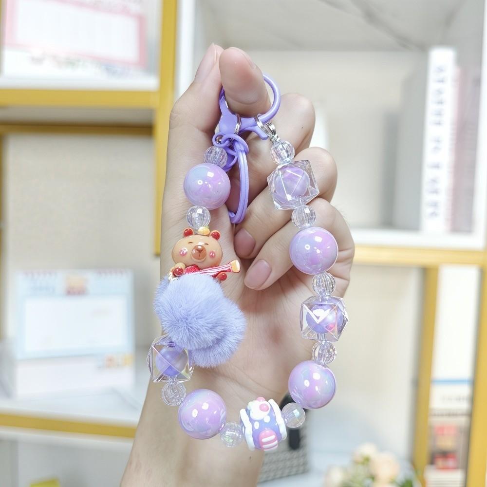 Capyabra Bead Phone Pendant Bow Phone Wrist Strap Charm Beaded Phone Chain  Keychain