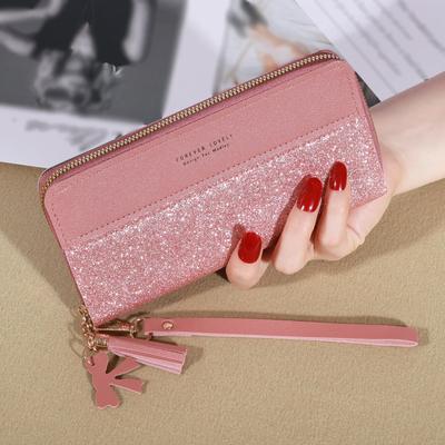 Cartera con Cremallera de Moda Cartera Larga para Dama Bolso Tote Portatarjetas Monedero Cartera de Cuero PU Cartera