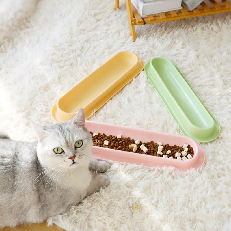 

Cat Bowl Long Sharing Pet Cat Dog Bowls Tilt Safeguard Neck Kitten Food Drinking Water Feeder Feeding Basin Pet Accessories жёлтый