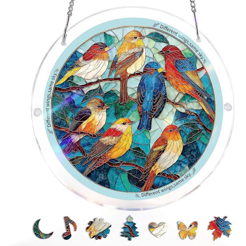 Acryl-Sonnenfänger Fenster-&Garten-Hänge-Sonnenfänger Regenbogen Innenfenster-Dekoration für Wohnzimmer Schlafzimmer Bunte Acryl-Puzzles Sonnenfänger