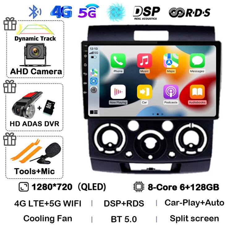 Android 14 Car Radio Stereo for Ford Everest Ranger Mazda BT50 BT-50 2006 2007 2008 2009 2010 2011 Multimedia Player Head Unit