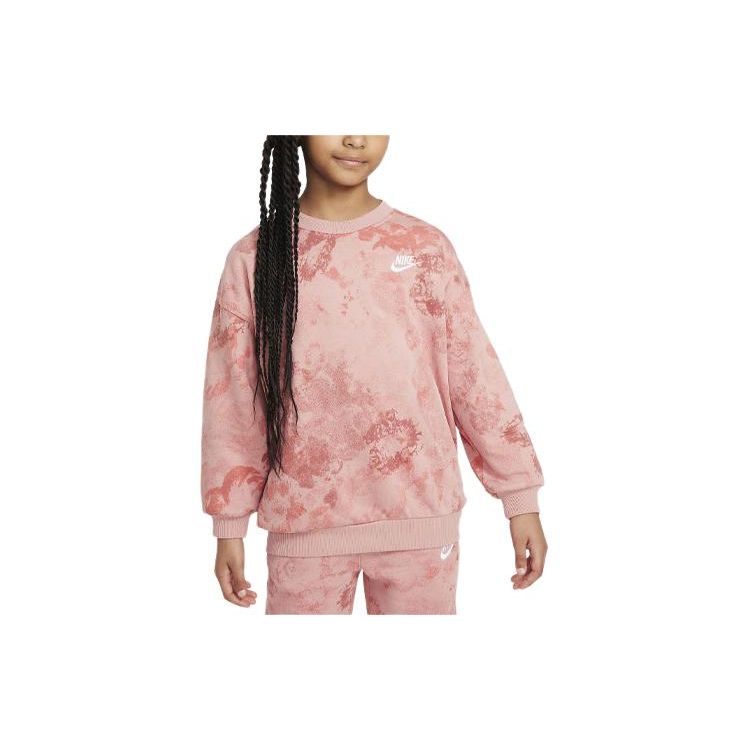 

Nike Спортивная одежда Club Fleece Вышивка логотипа Принт тай-дай Свободный крой Детские топы Красно-звездная пыль FN8754-618 XL