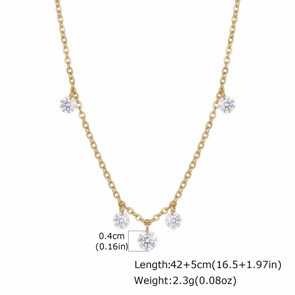 Vnox Elegant Gold Plated White Zirconia Y-Shape Long Necklace Minimalist Crystal Necklace for Women Wedding Party Jewelry Gifts