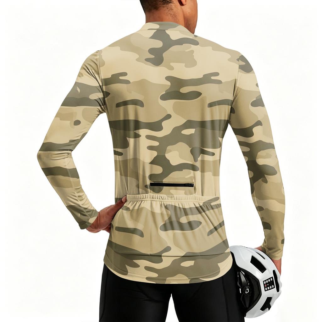 Men's Long Sleeve Cycling Jersey Breathable Quick Dry Half Zip Pullover Lightweight Athletic Top for Outdoor Sports