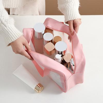 1Pieces PU Waterproof Cosmetic Bag Portable Large Capacity Transparent Wash Bag Travel Mountaineering Bag Christmas Gifts